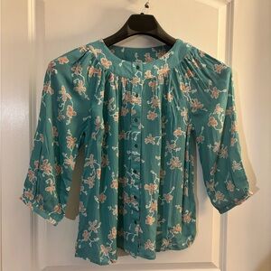 Canyon Retreat Floral Teal Women's Top sz Med NWT